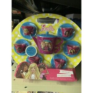 Barbie Mini Tea Party Set - Pink Barbie and Friends Tea Set for Girls - 13 Pcs.